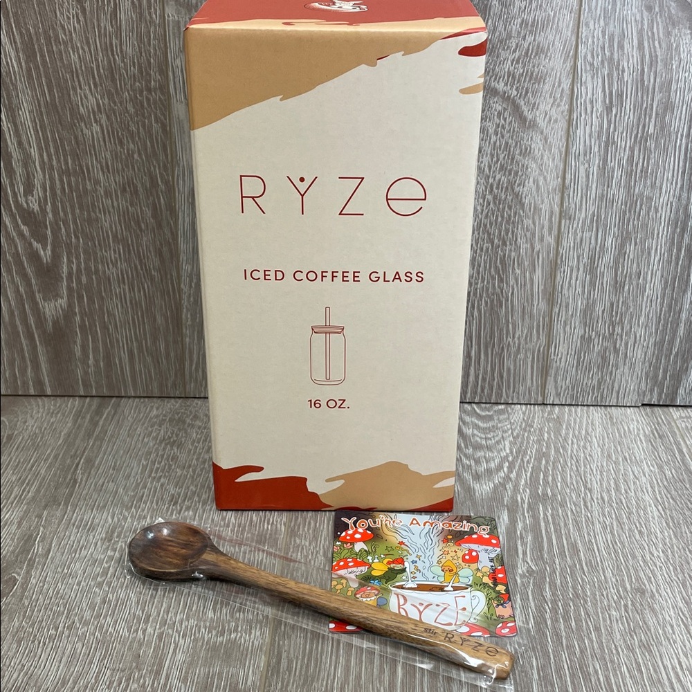 Iced Coffee Glass with Wooden Spoon